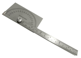 Nerezový úhloměr s pravítkem, délka 150 mm, Warco