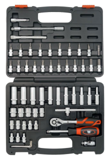 Gola sada 1/4", standardní a prodloužené hlavice super-lock, bity, 57 dílů, Welzh