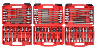 Velká sada 1/2" hlavic s bity, CrV, XZN-Torx-Inbus, standardní a prodloužené, 88 dílů, Welzh