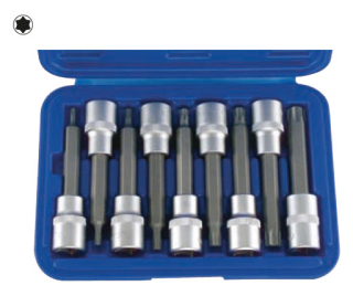 Hlavice zástrčné 1/2", Torx T20 - T60, déka 100 mm, sada 9 dílů, Condor Werkzeug