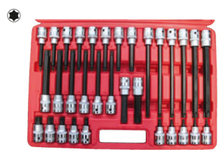 Hlavice zástrčné 1/2", Torx T20-T70, délka 55-100-140-200 mm, S2, 32 ks, Triumf