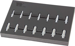 Nástrčné hlavice 3/8", 6 hran, 8 - 21 mm, CrV, prodloužené, sada 14 dílů, pěnová kazeta, Welzh
