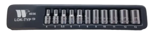 Nástrčné hlavice 1/4", Lok-TYP, 6 hran, 4 - 13 mm, CrV, sada 10 dílů, Welzh
