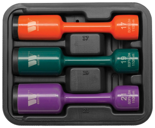 Hlavice nástrčné prodloužené pro rázové utahováky 1/2", 6 hran, CrMo, 17 - 21 mm, sada 3 kusy, Welzh