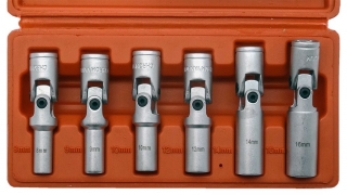 Hlavice nástrčné 3/8", 6 hran 8-16 mm, na žhavící svíčky, CrV, sada 6 dílů, Welzh