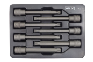 Hlavice zástrčné 3/8", XZN M4-M10, extra dlouhé 110 mm, S2,  sada 7 dílů, Welzh
