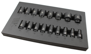 Hlavice nástrčné 1/2", 6 hran, pro rázové utahováky, CrMo, 10-32 mm, sada 17 dílů, Welzh