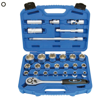 Gola sada 1/2", 5/16"-1.1/4", 6 hranné hlavice, 27 dílů, palcové, Triumf