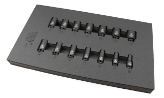 Hlavice nástrčné 3/8", 6 hran, pro rázové utahováky, CrMo, 9-22 mm, sada 13 dílů, Welzh