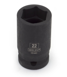 Hlavice nástrčná 1/2", 6 hran, pro rázové utahováky, CrMo, 19 mm, Welzh