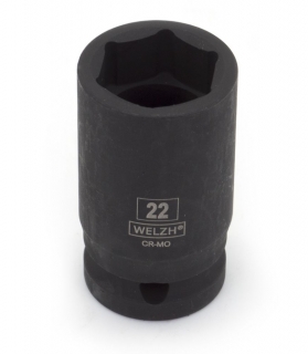 Hlavice nástrčná 1/2", 6 hran, pro rázové utahováky, CrMo, 30 mm, Welzh