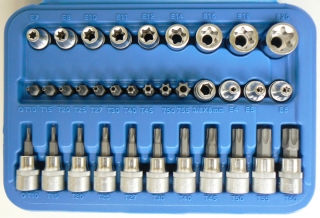 Hlavice  3/8", Torx-E-profil, bity 5/16" Torx, vrtané, 34 ks, Condor Werkzeug