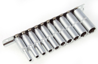 Hlavice nástrčné 1/4", 6 hran 5/32"-1/2", prodloužené, 10 ks, palcové, Triumf