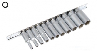 Hlavice nástrčné 1/4", Super-Lock 4 - 13 mm, prodloužené, sada 11 dílů, Triumf