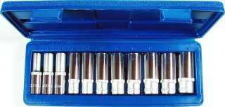 Hlavice nástrčné 3/8", 6 hran 8 -19 mm, prodloužené, sada 11 dílů, Triumf