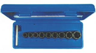Hlavice nástrčné 3/8", spirál 10-19mm, na poškozené šrouby, matice, 10 ks, Condor Werkzeug