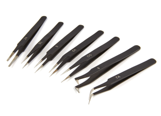 Profesionální anti-magnetické pinzety 125 mm, sada 7 ks
