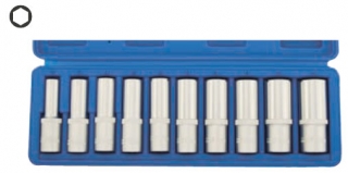 Hlavice nástrčné 1/2", 6  hran 10 -24 mm, prodloužené, sada 10 dílů, Triumf