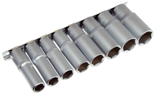 Hlavice nástrčné 1/2", 6 hran 1/2" - 15/16", prodloužené, sada 8 dílů, Triumf