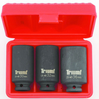 Hlavice nástrčné 1/2", 12 hran 30-36 mm, CrMo, prodloužené, na poloosy, 3 ks, Condor Werkzeug