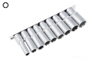 Hlavice nástrčné 1/2", Super-Lock 10 - 24 mm, prodloužené, sada 9 dílů, Triumf