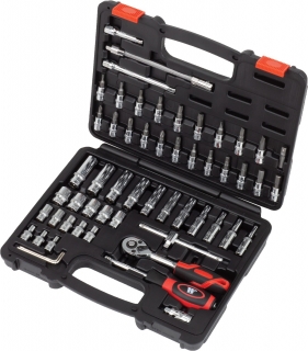 Gola sada 1/4", standardní a prodloužené hlavice, Gear-Lock, bity, 57 dílů, Welzh