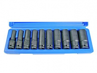 Hlavice nástrčné 1/2", 6 hran 13 - 24 mm, prodloužené, tvrzené, 10 dílů, Triumf