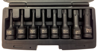Hlavice zástrčné 1/2", Torx T30-T80, pro rázové utahováky, Cr-Mo, sada 8 dílů, Welzh