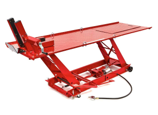 Pneumatický a hydraulický motocyklový zvedák 300, zvednutí až 450 kg, luxusní upínací háky, hmotnost 150 kg