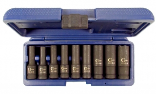 Hlavice nástrčné 1/2", E-profil E10 - E24, prodloužené, tvrzené, 9 dílů, Condor Werkzeug