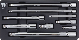Gola prodloužení magnetické 1/4", 3/8" a 1/2", 50-250 mm, sada 9 kusů, Welzh