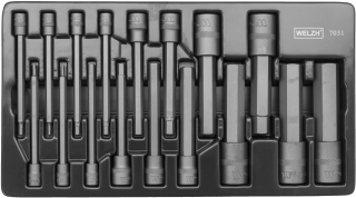 Hlavice zástrčné Inbus, 6 hran s hrotem H2-H22, délka 110 mm, sada 17 dílů, Welzh