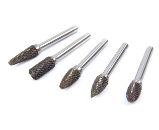 Karbidové stopkové frézy různých tvarů, stopka 6 mm, průměr 10 mm, 5 ks